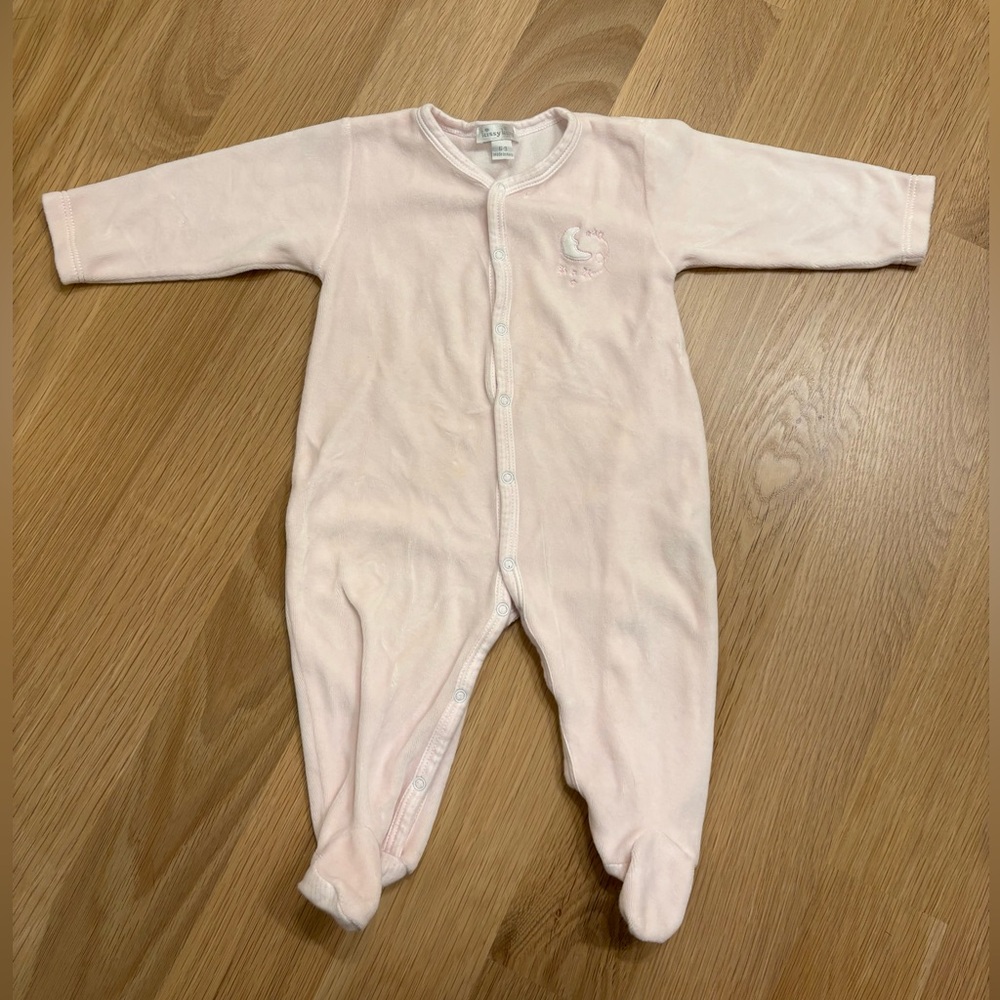 Kissy Kissy Footed Onesie (pale pink with moon)